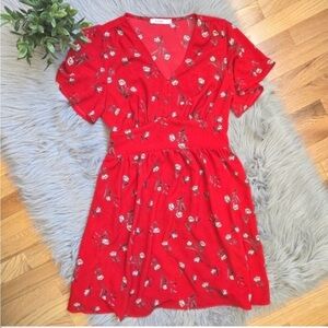 Ricki's Womens Floral Dress Red Size 18 Flowy Cute Feminine